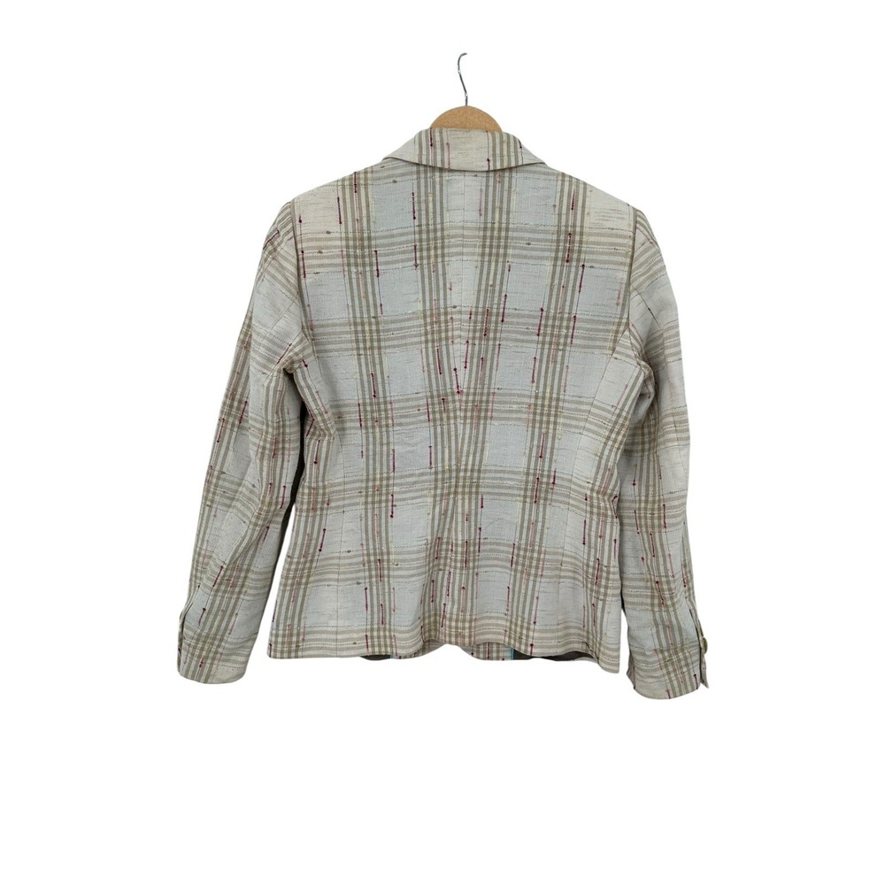 Zanella Linen Blend Tweed Jacket Womens 6 Career Corpcore Business Preppy Work - Picture 2 of 10